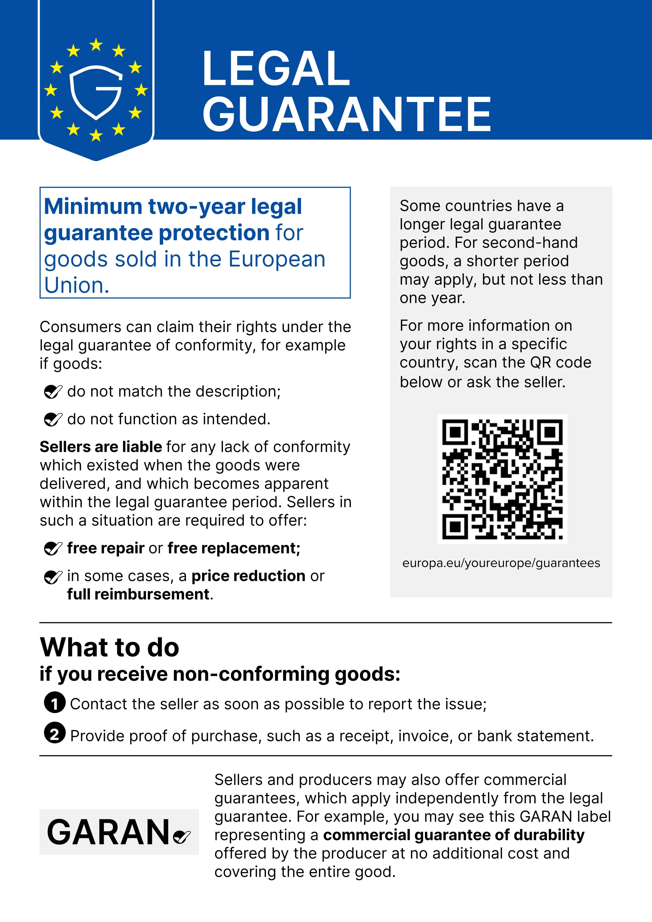Harmonised EU notice on the legal guarantee of conformity